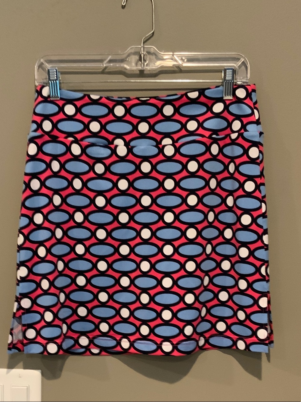 Mini Skirt with Pink & Blue Geometric Print